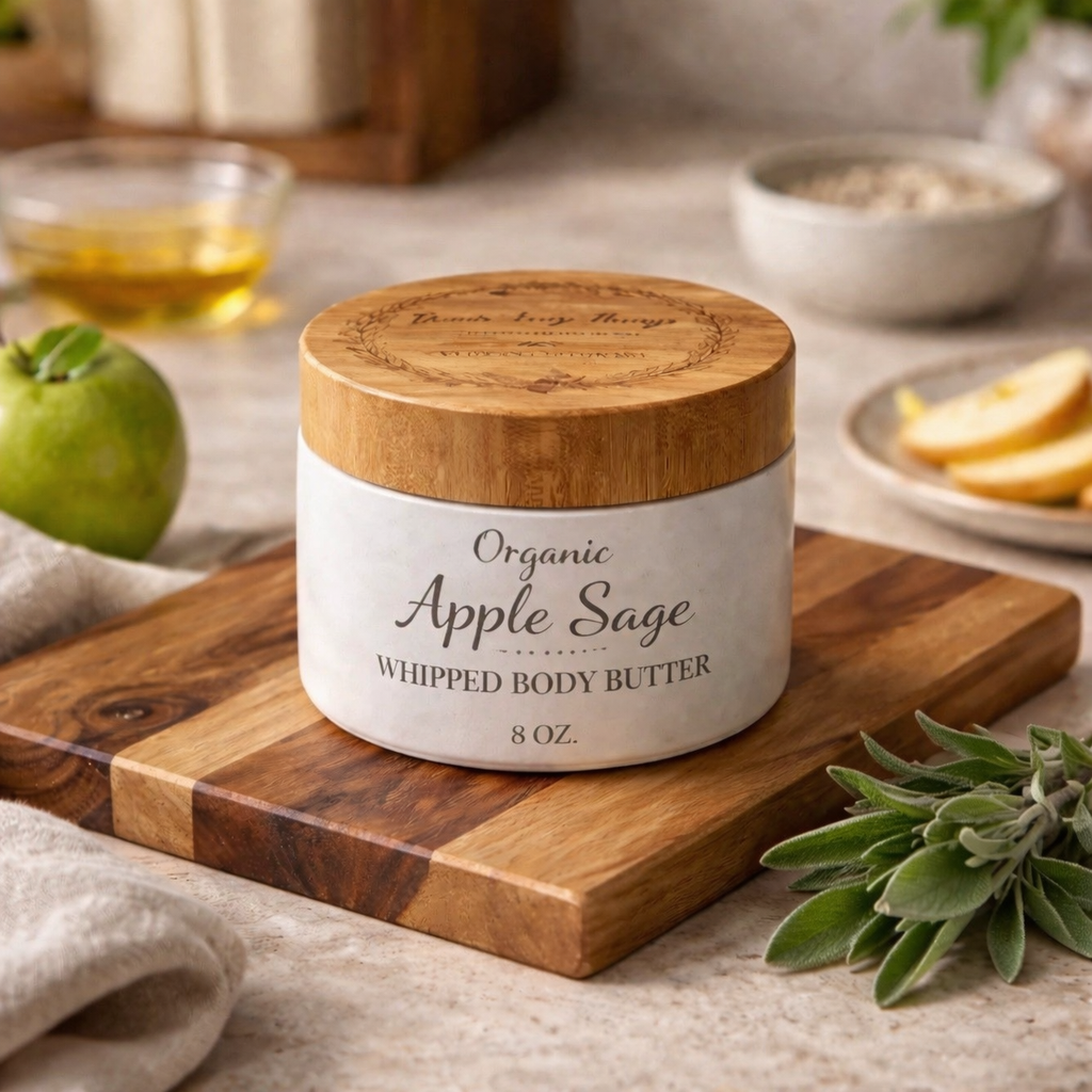 100% Organic Apple Sage Shea Whipped Body Butter – Deep Moisture & Skin Repair
