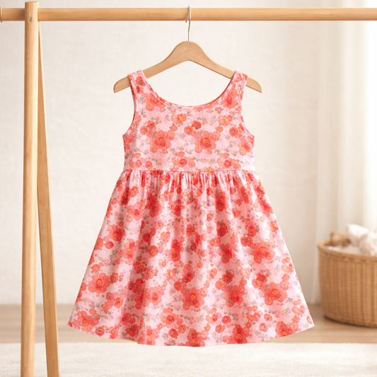 Pink Floral Baby Dress | Toddler Girl Spring Dress | Soft Sleeveless Flower Print Outfit