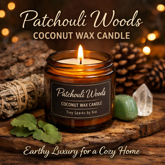 Patchouli Woods Coconut Wax Candle: Earthy Luxury for a Cozy, Grounding Home