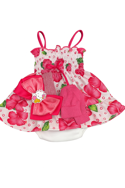 Tropical Cutie Baby Girl Onesie Set – Floral Pink & White (X-Small)