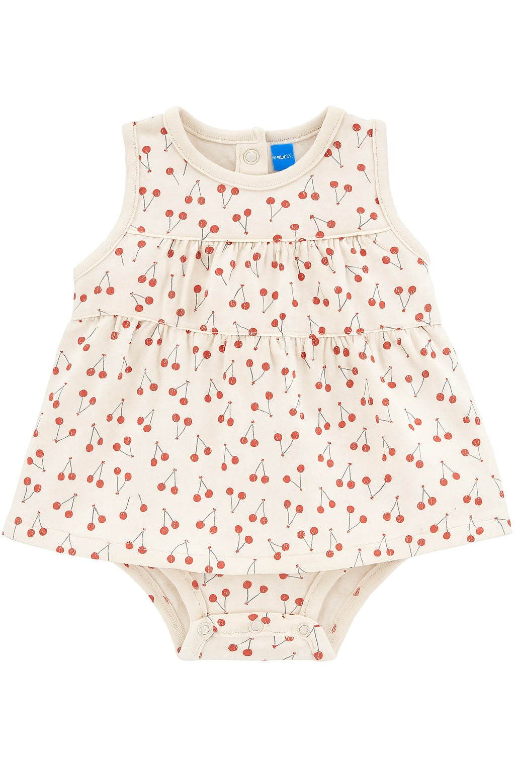 Cherry Sweet Baby Girl Onesie Dress – Cream with Red Cherries (0–12 Months)