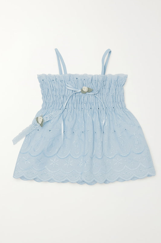 Blue Belle Baby Girl Dress – Embroidered Charm in Sky Blue (0–12 Months)