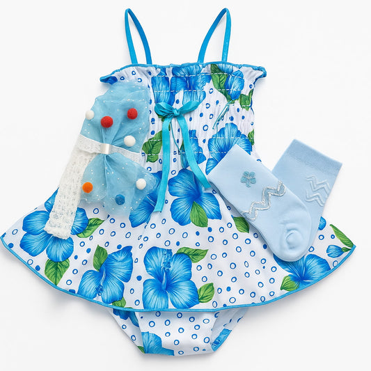 Blue Breeze Baby Girl Onesie Set – Floral Fun for Ages x-small
