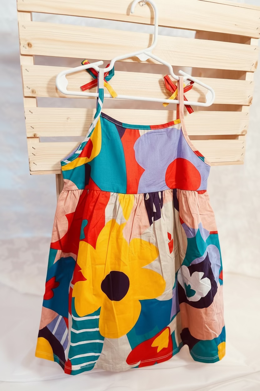 Color Pop Garden Tie-Shoulder Dress – Toddler & Little Girls Summer Outfit