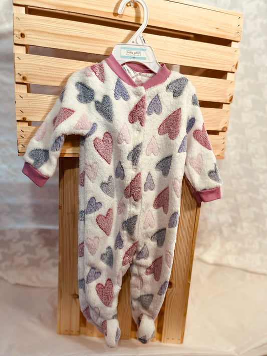 Snuggle Hearts Fleece Footed Sleeper – Baby Girl Pajamas