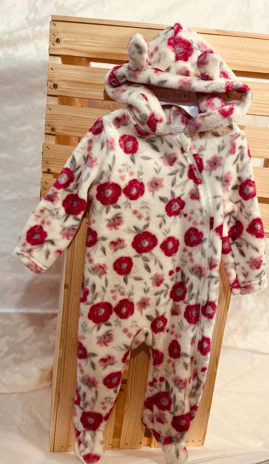 Cozy Blossom Fleece Hooded Footed Sleeper – Baby Girl Pajamas