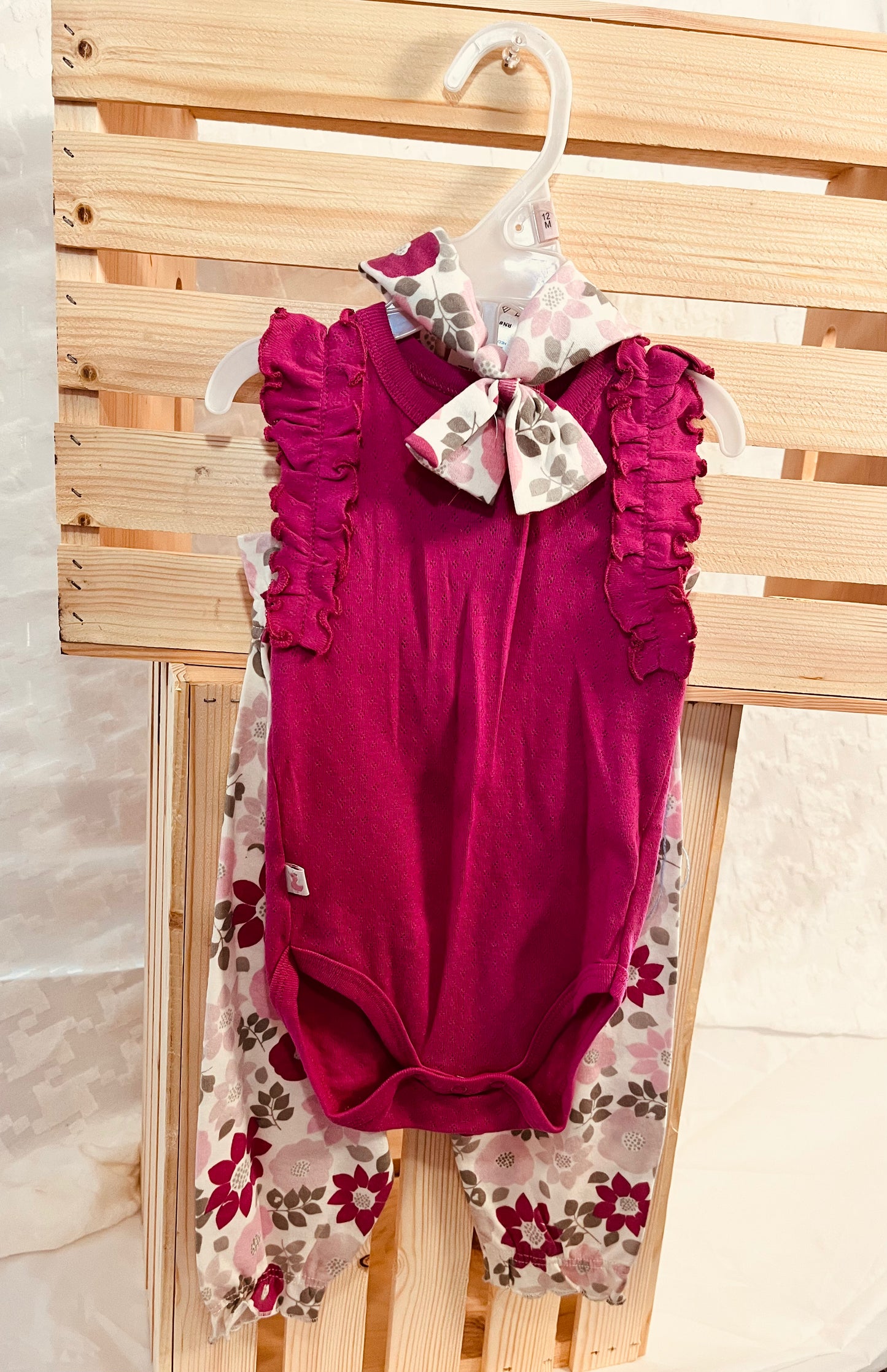 Magenta Bloom Baby Girl Romper & Floral Pants Set