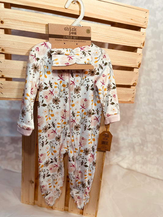Bloom Baby 2-Piece Coverall & Headband Set – Baby Girl Outfit