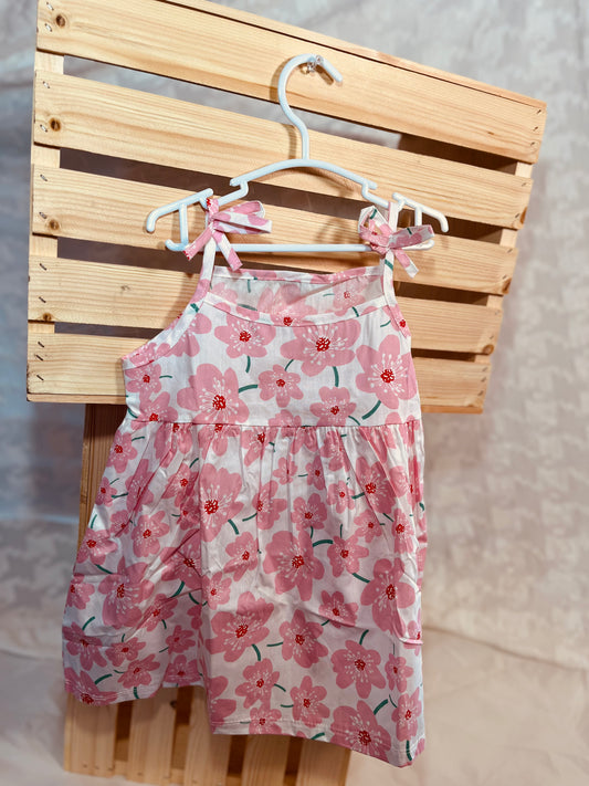 Blush Blossom Tie-Shoulder Dress – Toddler & Little Girls Summer Outfit