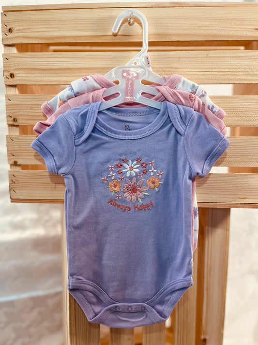 Always Happy – 3-Pack Baby Girl Floral Onesies