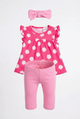 Pink Daisy Bow 3-Piece Baby Girl Outfit Set