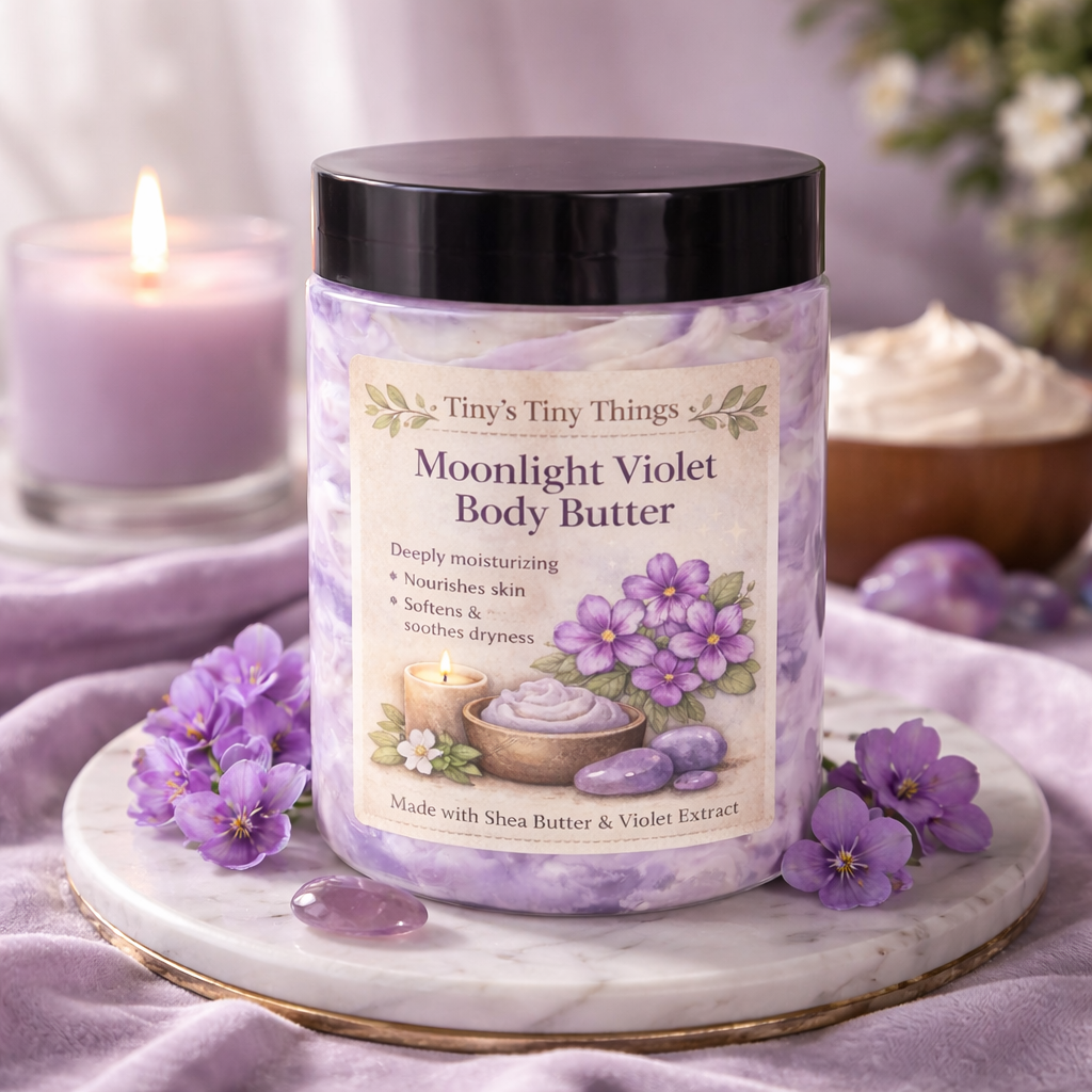 100% Organic Moonlight Violet Body Butter – Calming Floral Deep Moisture