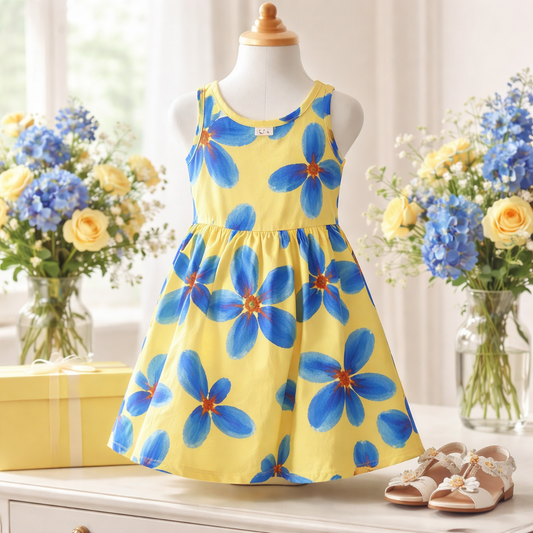 Sunshine Bloom Twirl Dress – Toddler & Little Girls Sleeveless Outfit