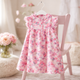 Bloom & Twirl Button-Front Flutter Sleeve Dress – Toddler & Little Girls
