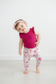 Magenta Bloom Baby Girl Romper & Floral Pants Set