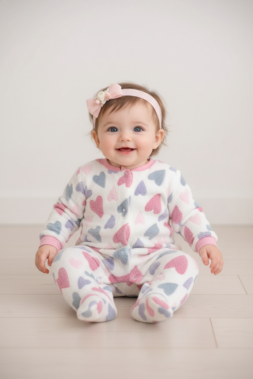 Snuggle Hearts Fleece Footed Sleeper – Baby Girl Pajamas