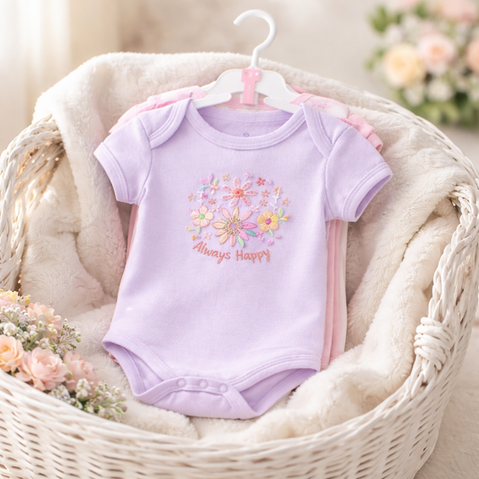 Always Happy – 3-Pack Baby Girl Floral Onesies