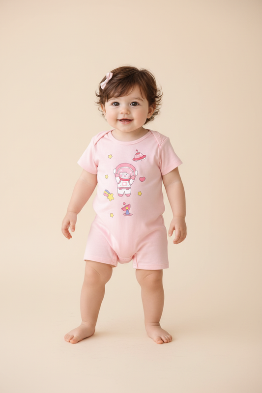 Pink Space Cutie Romper – Astronaut Baby One-Piece