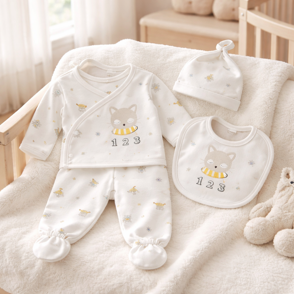 Cozy Cub Winter Layette Set (4-Piece Newborn Outfit)