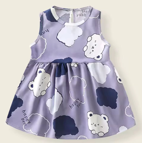 Happy Bear Purple Baby Dress – Sizes 12-18 Months & 2T