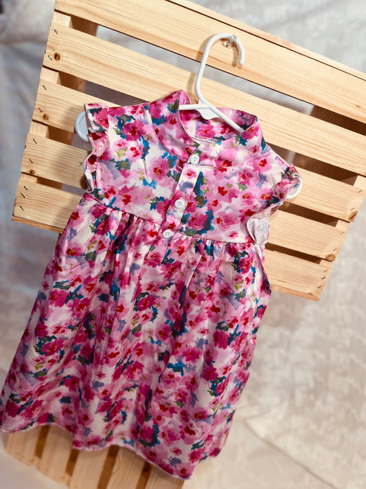 Bloom & Twirl Button-Front Flutter Sleeve Dress – Toddler & Little Girls