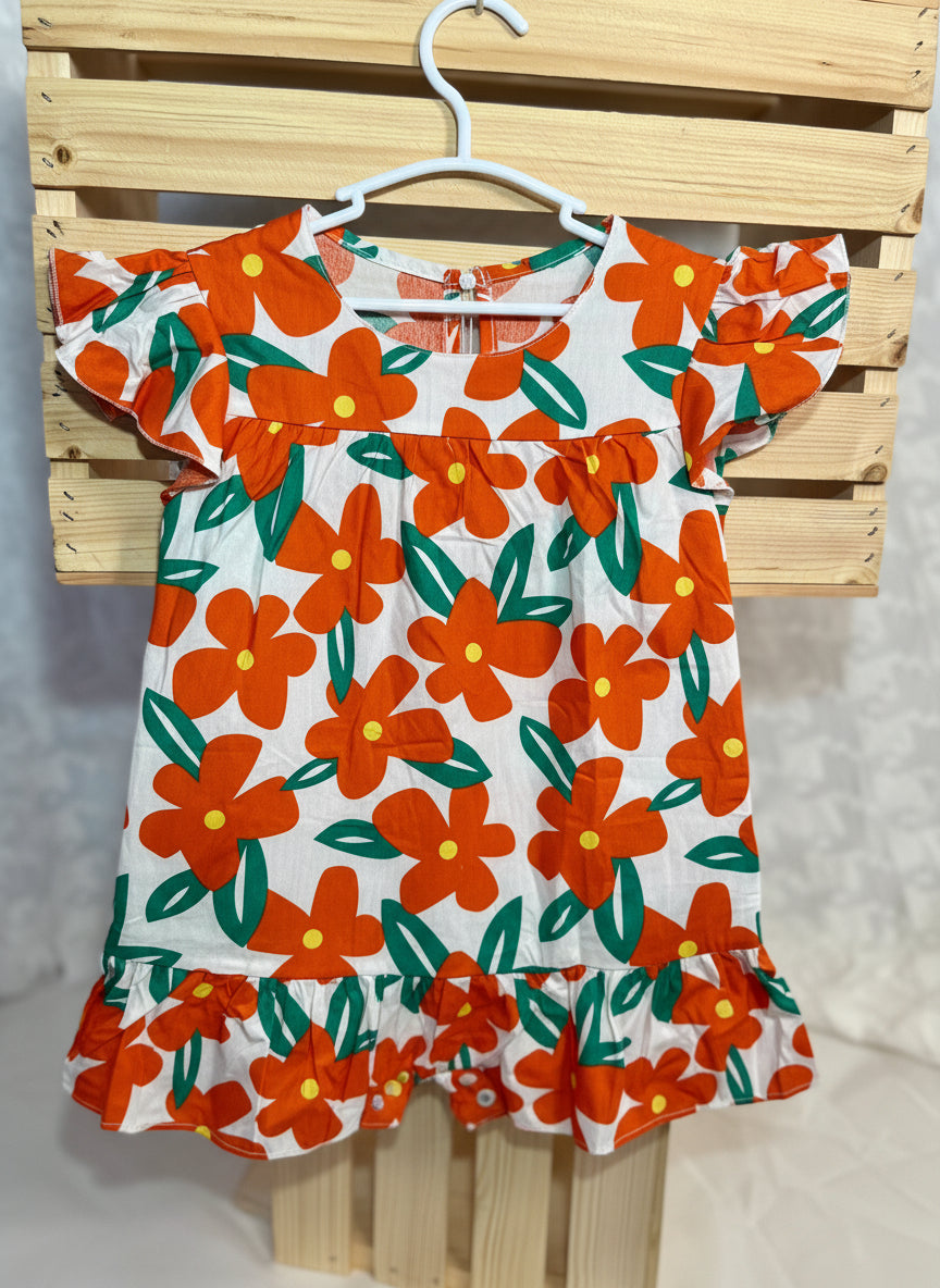 Bold Blooms Ruffle Hem Dress – Toddler & Little Girls Summer Outfit