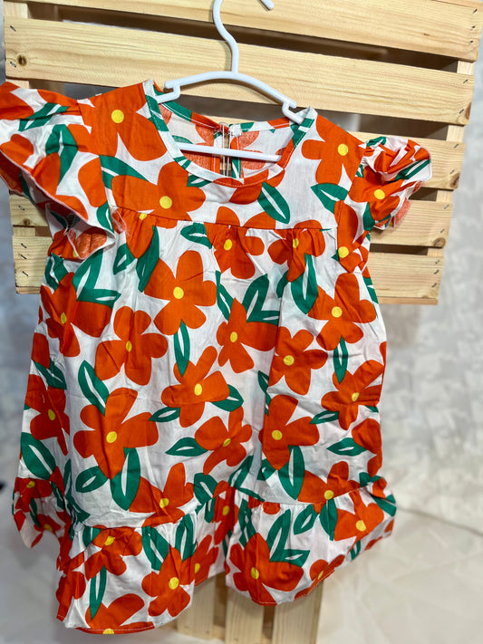 Bold Blooms Ruffle Hem Dress – Toddler & Little Girls Summer Outfit