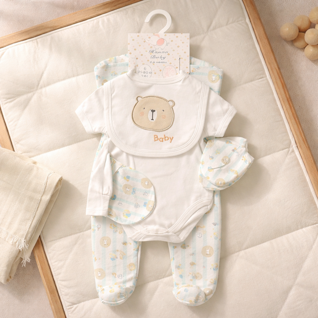 Baby Bear 4-Piece Outfit Set | Soft Cotton Newborn Clothes (0-9 Months)