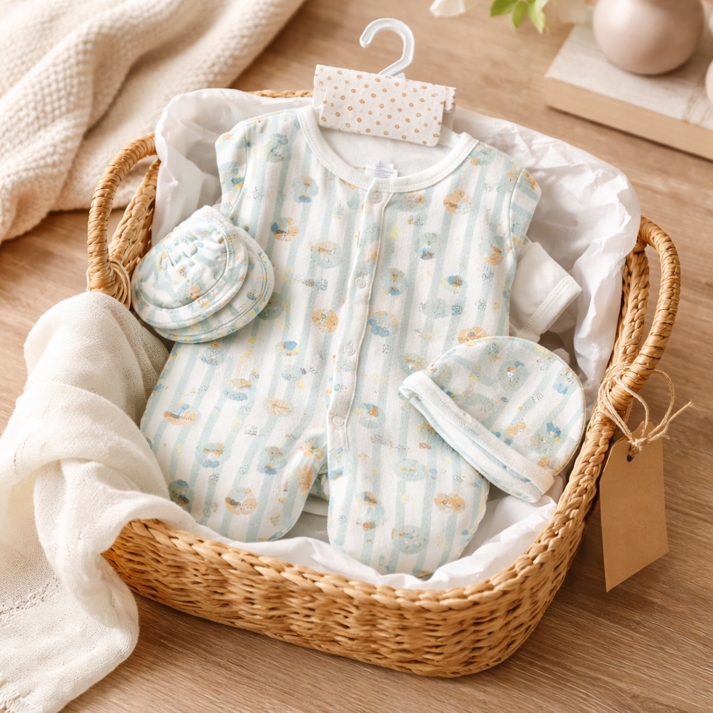 Baby Bear 4-Piece Outfit Set | Soft Cotton Newborn Clothes (0-9 Months)