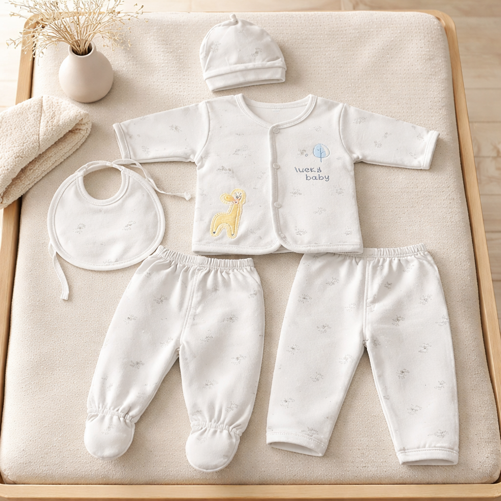 Lucky Baby Organic Cotton Newborn Gift Set – 5-Piece Essentials 0-3 months