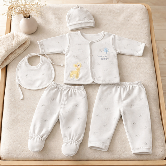 Lucky Baby Organic Cotton Newborn Gift Set – 5-Piece Essentials 0-3 months