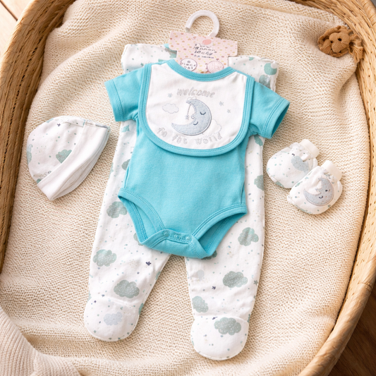 Little Dreamer Deluxe 6-Piece Moon & Clouds Baby Set