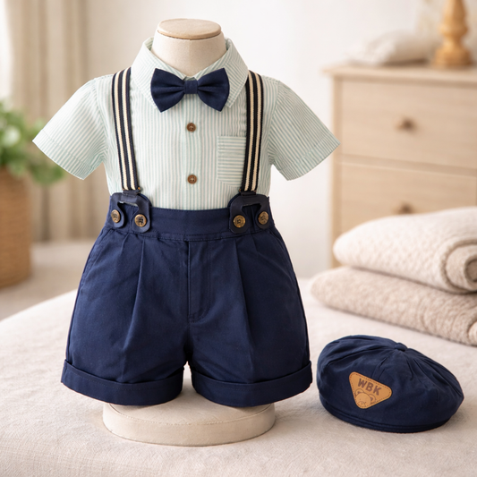 Little Gentleman Navy Suspender Set