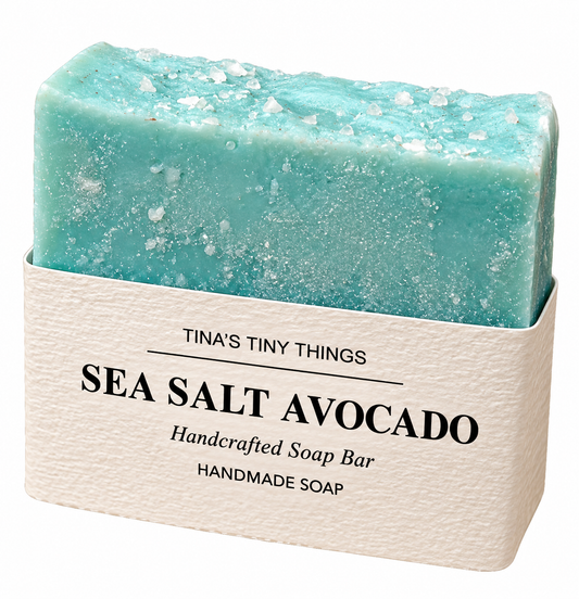 Sea Salt Avocado Handmade Soap Bar | Artisan Sea Salt Soap | Tina's Tiny Things