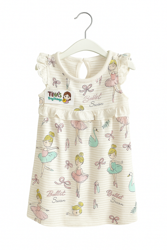 Ballerina Swan Dress – Whimsical Ballet-Themed Baby Dress (Sizes 12M-5T)
