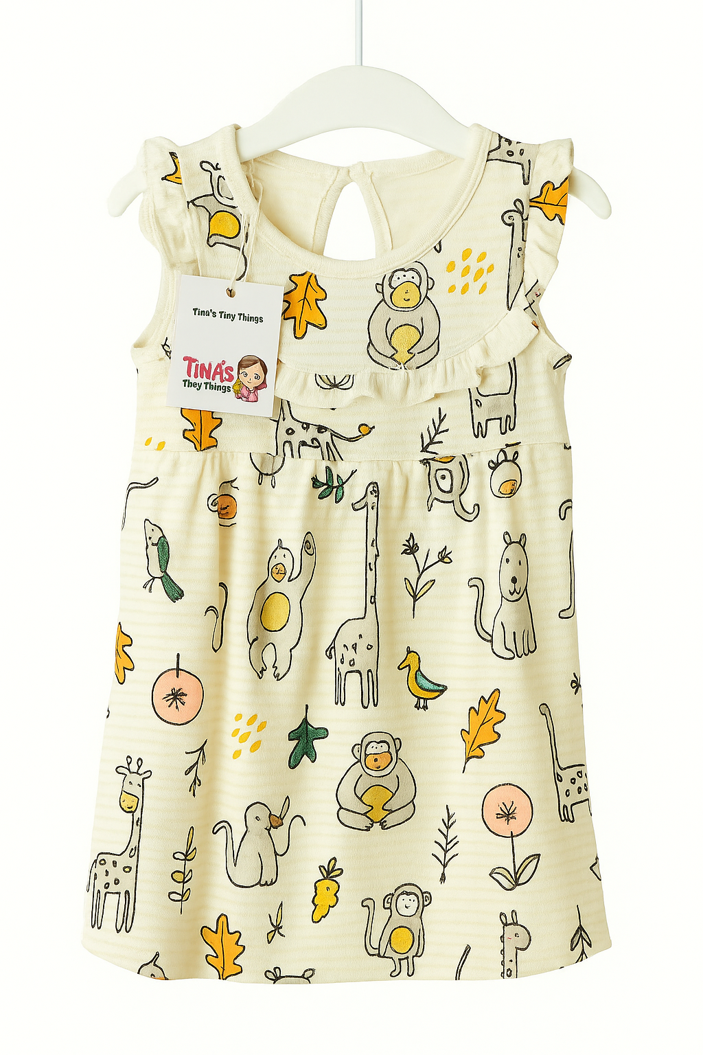 Safari Friends Ruffle Dress – Baby Girl Jungle Adventure Outfit